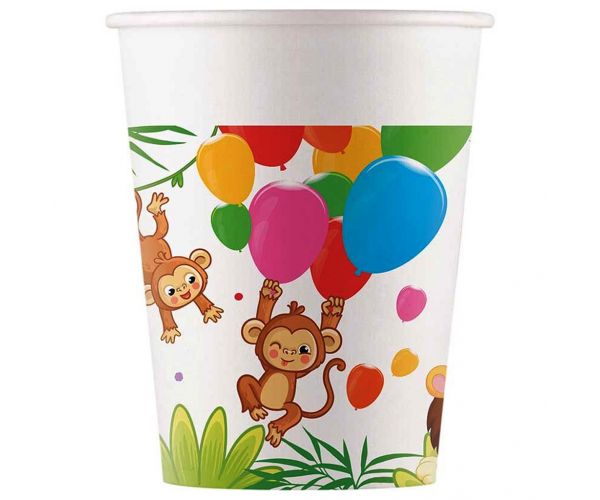 Vidám dzsungel mintás papírpohár 8db-os szett 200ml