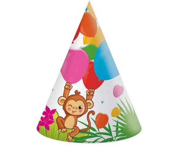 Vidám dzsungel mintás party kalap 6db-os szett