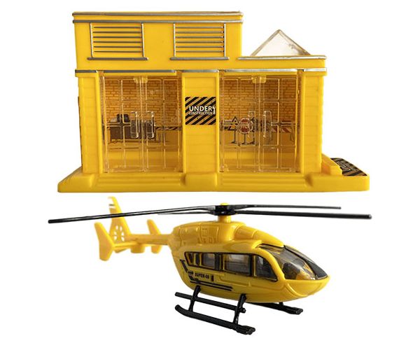 Nagy építkezés járművekkel épülettel és helikopterrel 9db-os játékszett