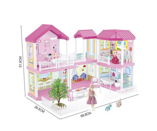 Álom villa játékszett bútorokkal és babákkal 68x51x39cm