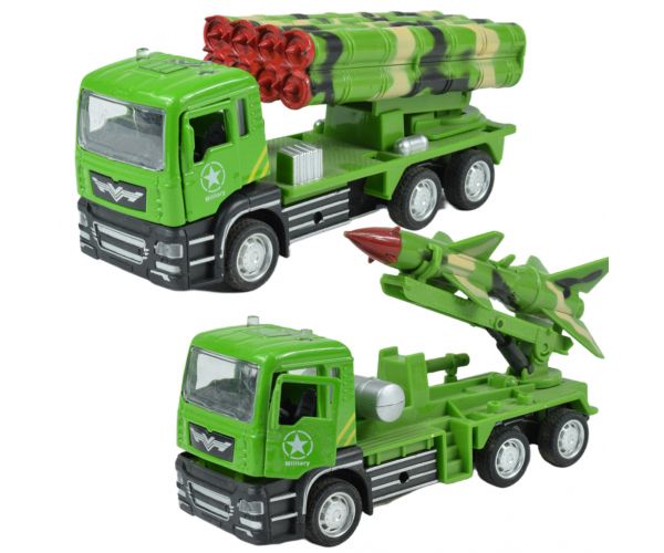 Military Truck: Hátrahúzós katonai teherautó rakétával kétféle változatban 14cm