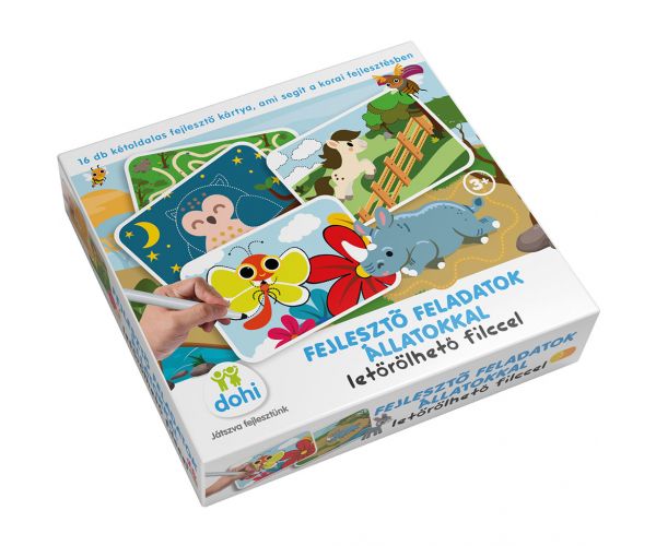 Fejlesztő feladatkártyák letörölhető filccel - Állatok