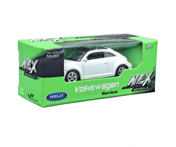 Welly: Volkswagen Bogár fehér kisautó modell 1/64