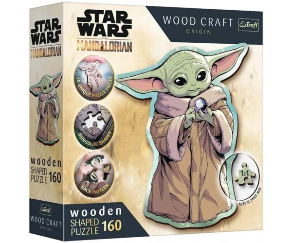 Wood Craft: Star Wars - A Mandalorián Grogu 160 db-os prémium fa puzzle - Trefl