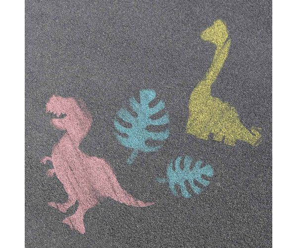 World of Dinosaur: Aszfaltkréta szett dinoszauruszos sablonnal