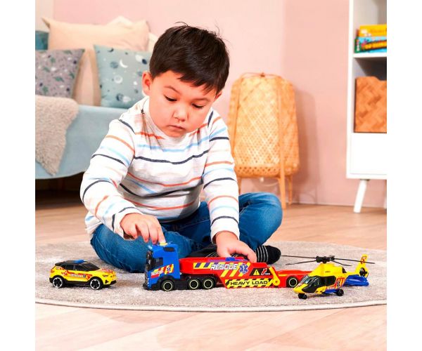 Mentő kamion helikopterrel és autóval - Dickie Toys