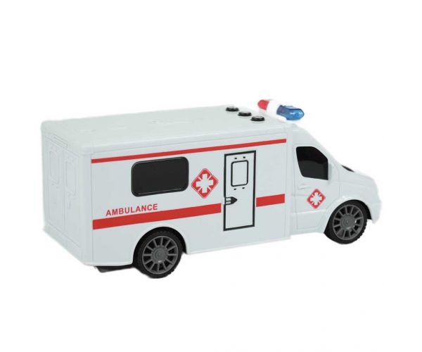 RC Távirányítós mentőautó fény és hang effektekkel 1/24-es méretarány 20cm