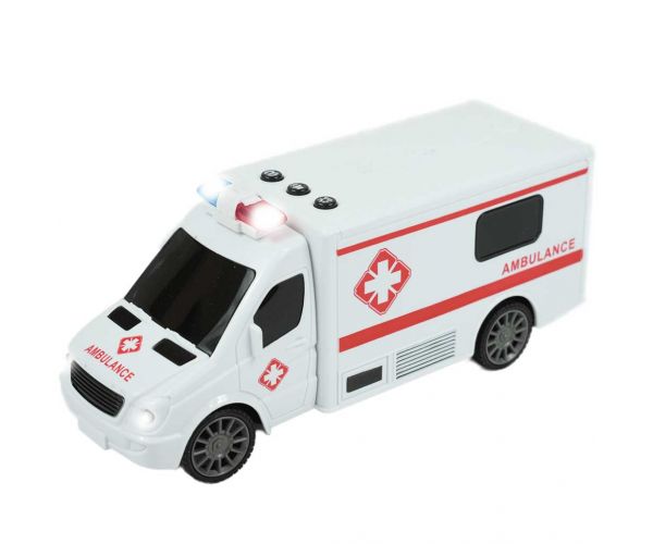 RC Távirányítós mentőautó fény és hang effektekkel 1/24-es méretarány 20cm