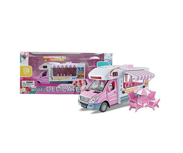 Hátrahúzós Pink Food Truck kisautó funkcióval 1/28