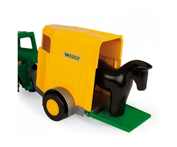 Zöld traktor lovas utánfutóval 38cm - Wader
