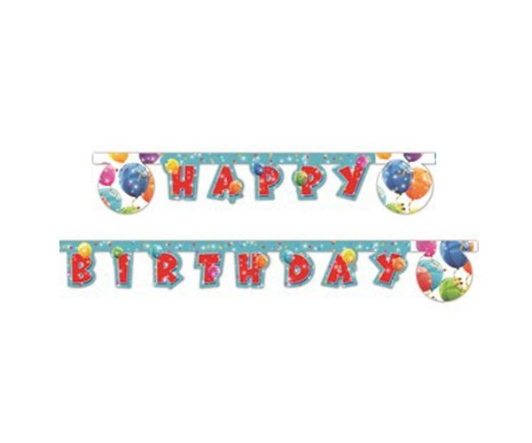 Csillogó léggömbök Happy Birthday felirat 300cm
