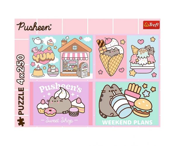 Ismerd meg Pusheen cicát 4x250db-os puzzle - Trefl
