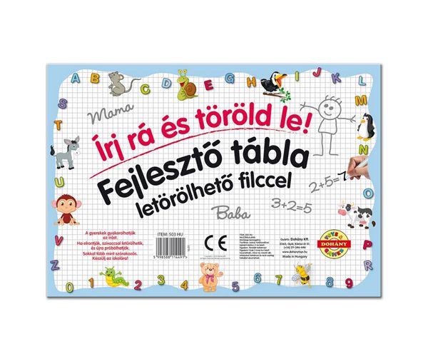 Készségfejlesztő rajztábla letörölhető filccel: Betűk - D-Toys