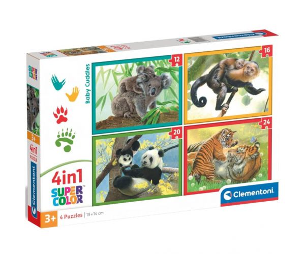 Állatok kölykeikkel 4 az 1-ben 12, 16, 20 és 24db-os puzzle - Clementoni