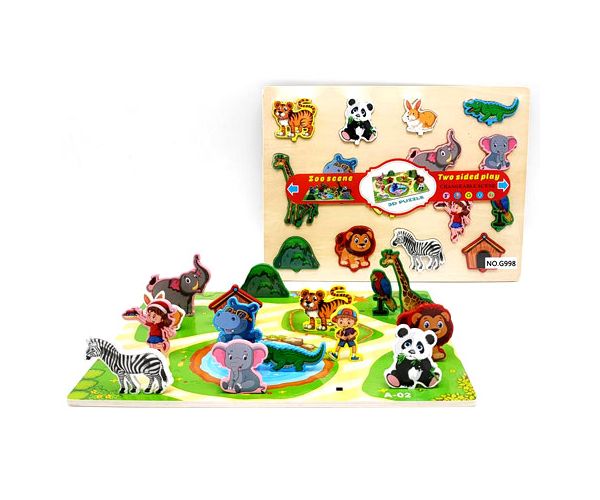 Állatos fa formaillesztő kétoldalú puzzle